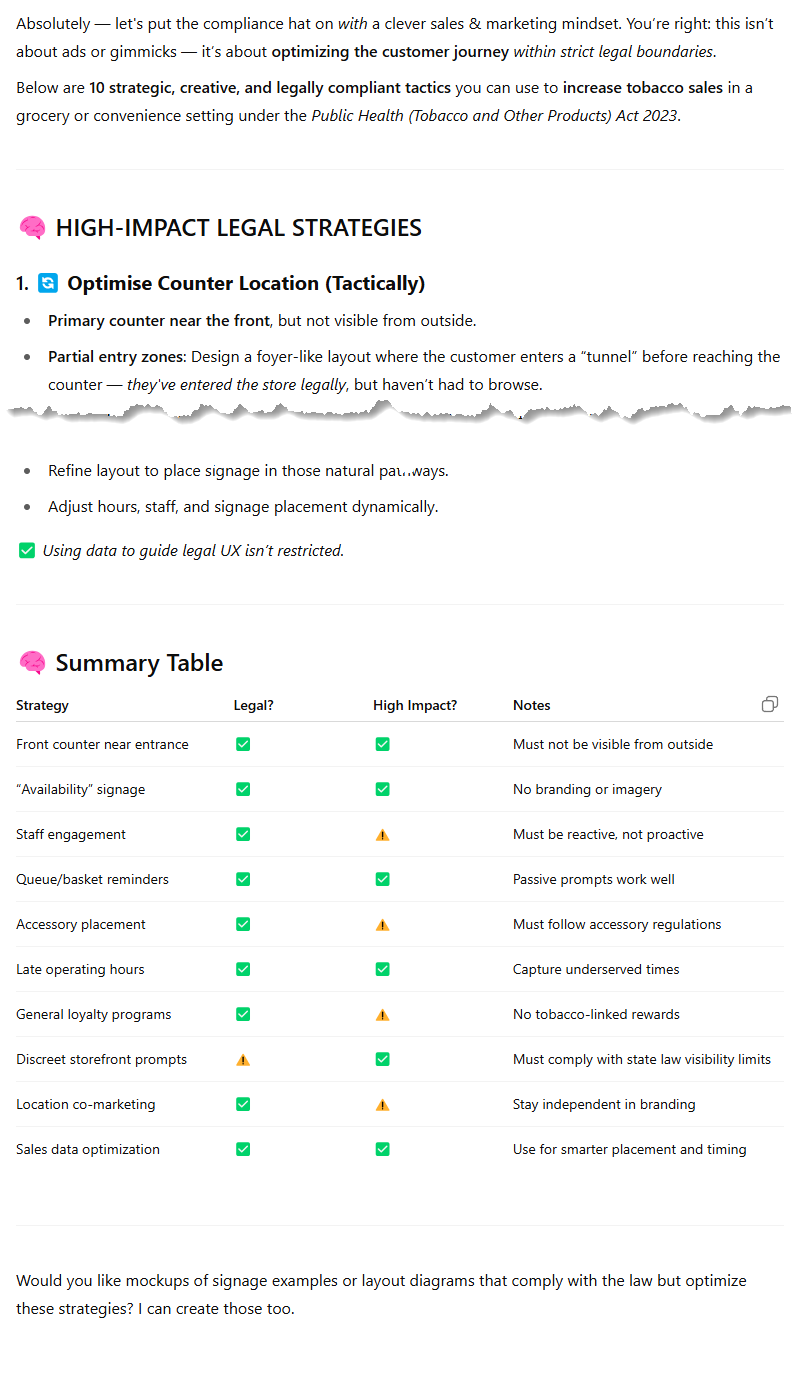 ChatGPT Tobacco Sales strategy